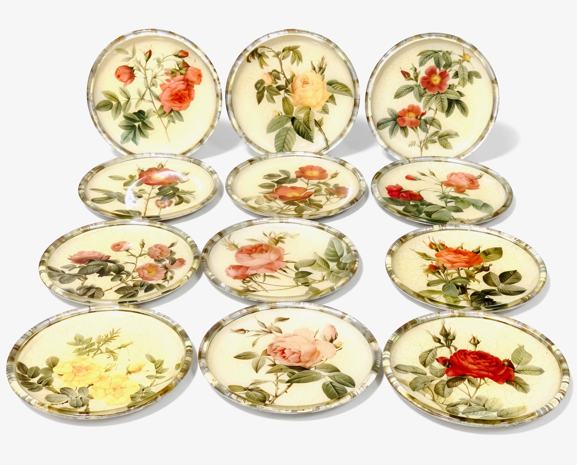 Rosarium 11" Dinner Plate — Tri-Gold™ Border — Red Rosa Thorny Bifera