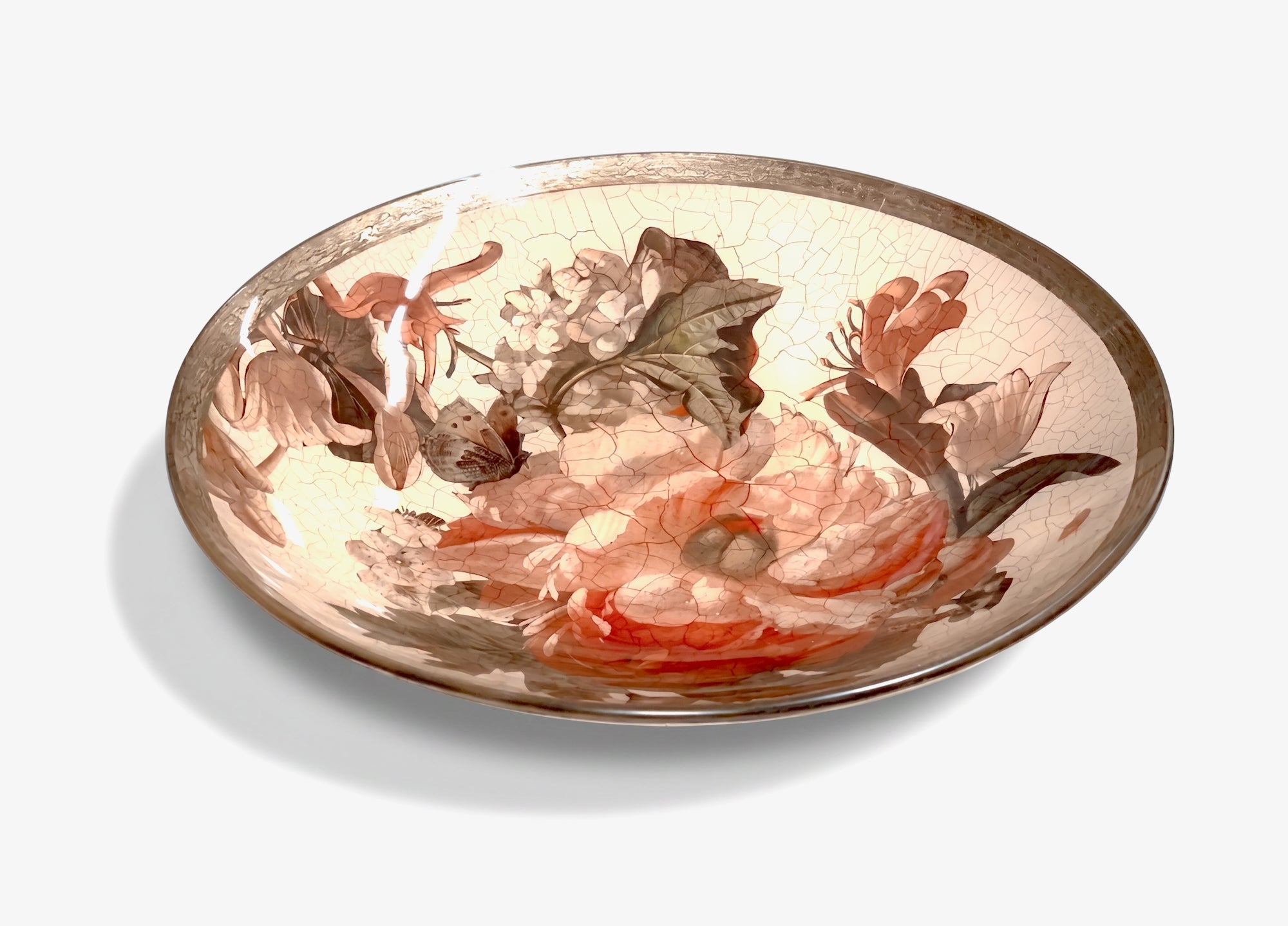 Red Lepidoptera 15" Centerpiece Bowl