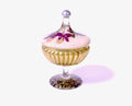 Amethyst Orchid Footed Covered Compote Special Gold Leaf Bowl & Black /Gold Base