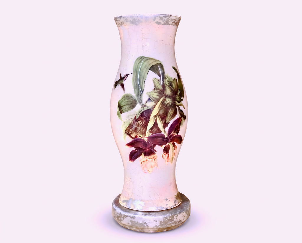 Amethyst Orchid Hurricane Candle & Pedestal Base Centerpiece