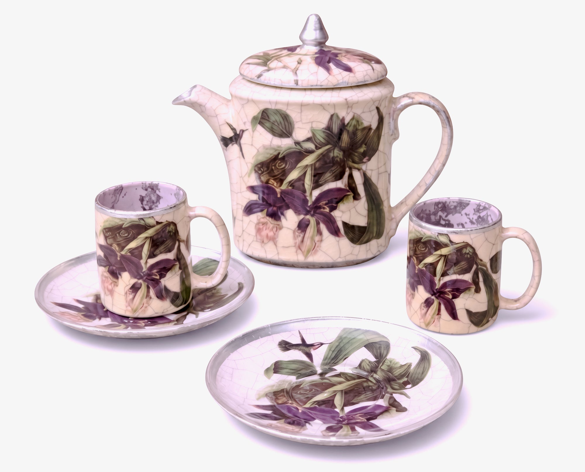 Amethyst Orchid LatTe Pot & 2 Cups and Sauces Set