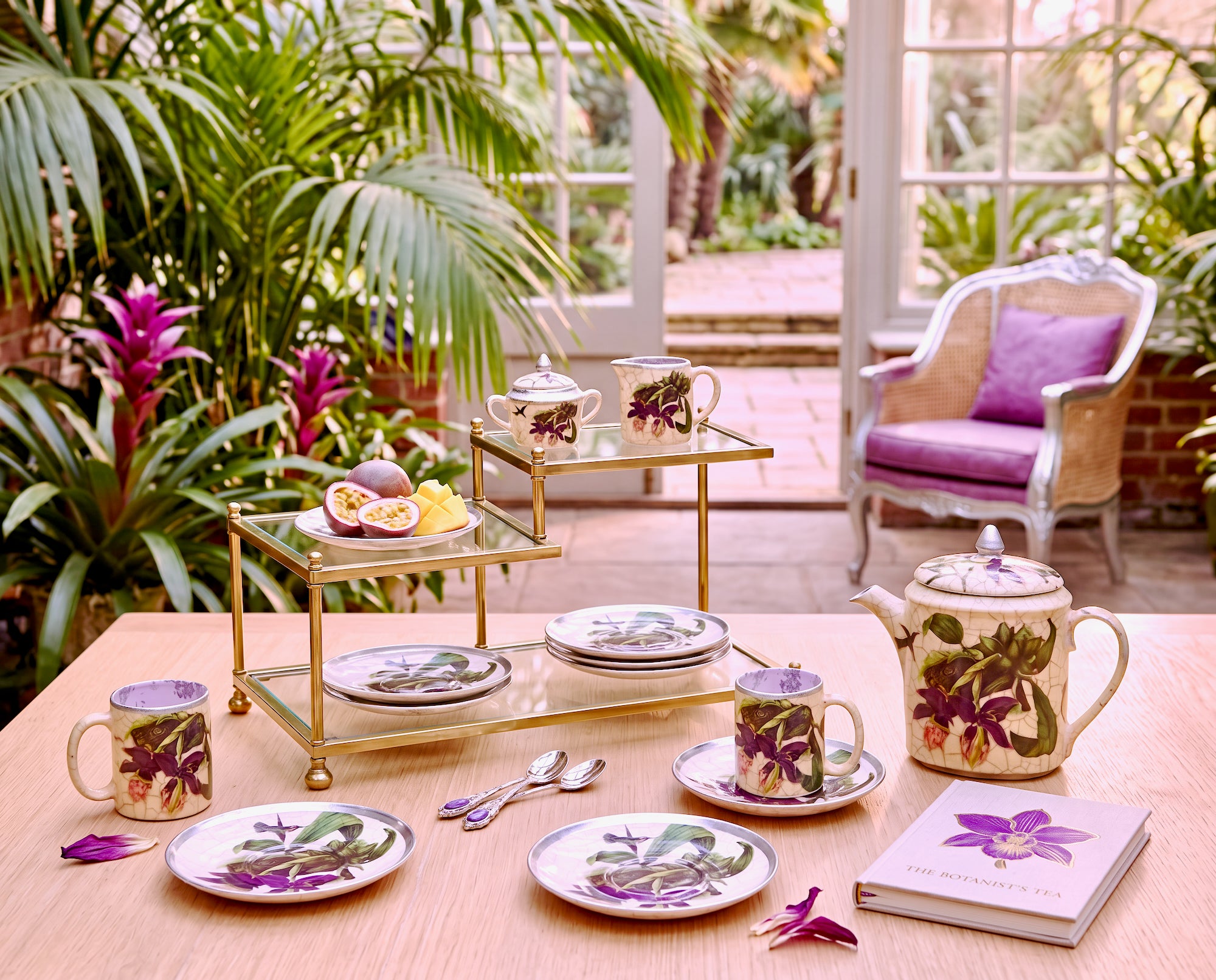 Amethyst Orchid LatTe Pot & 2 Cups and Sauces Set