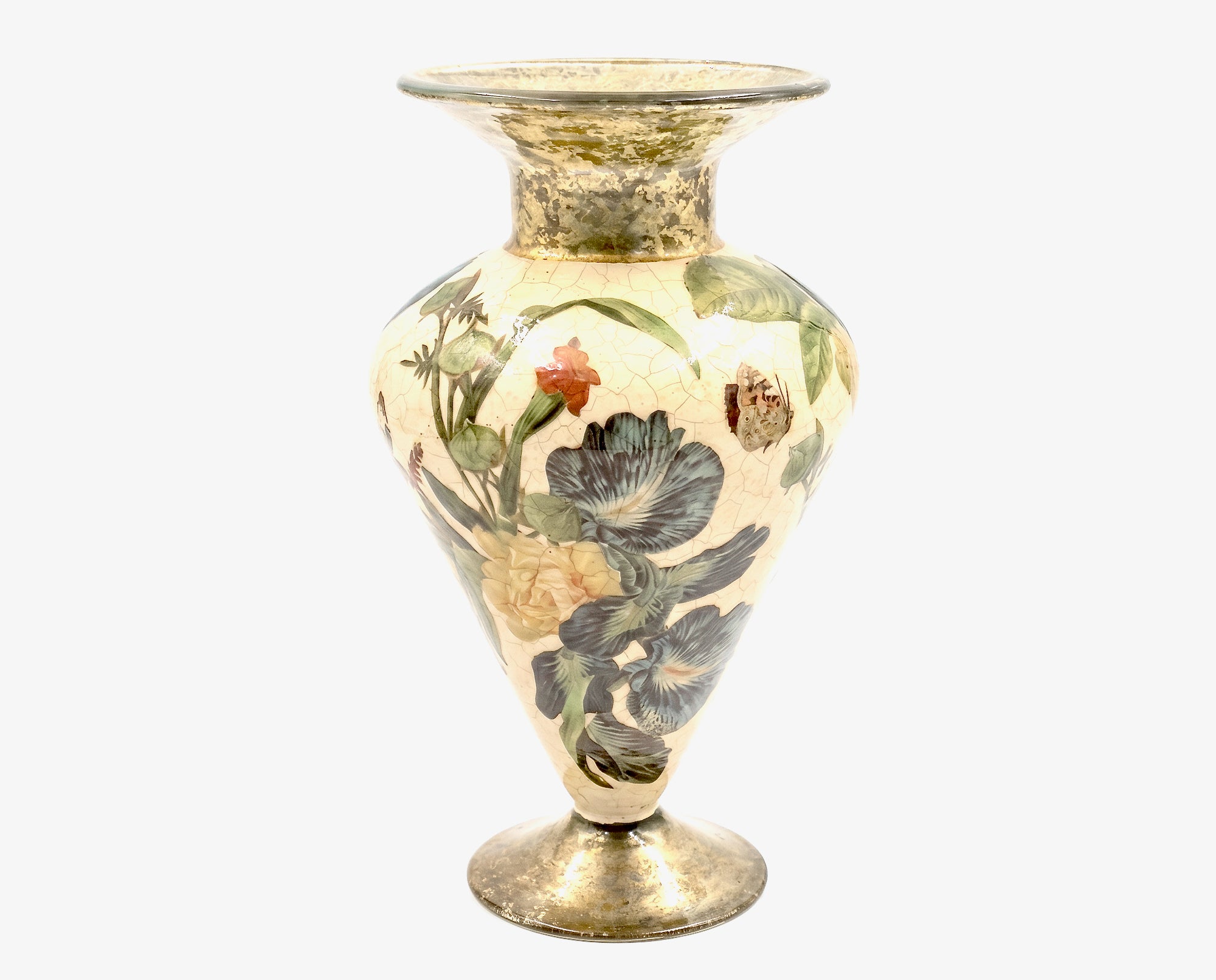 Apricot Peony / Iris 15" Urn Vase