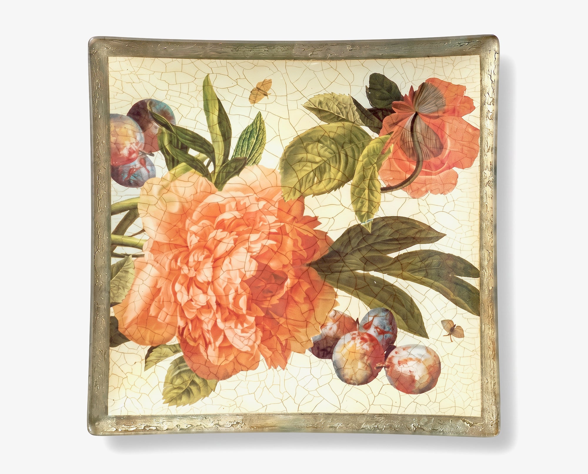 Apricot Peony 10" Square Dinner Plate