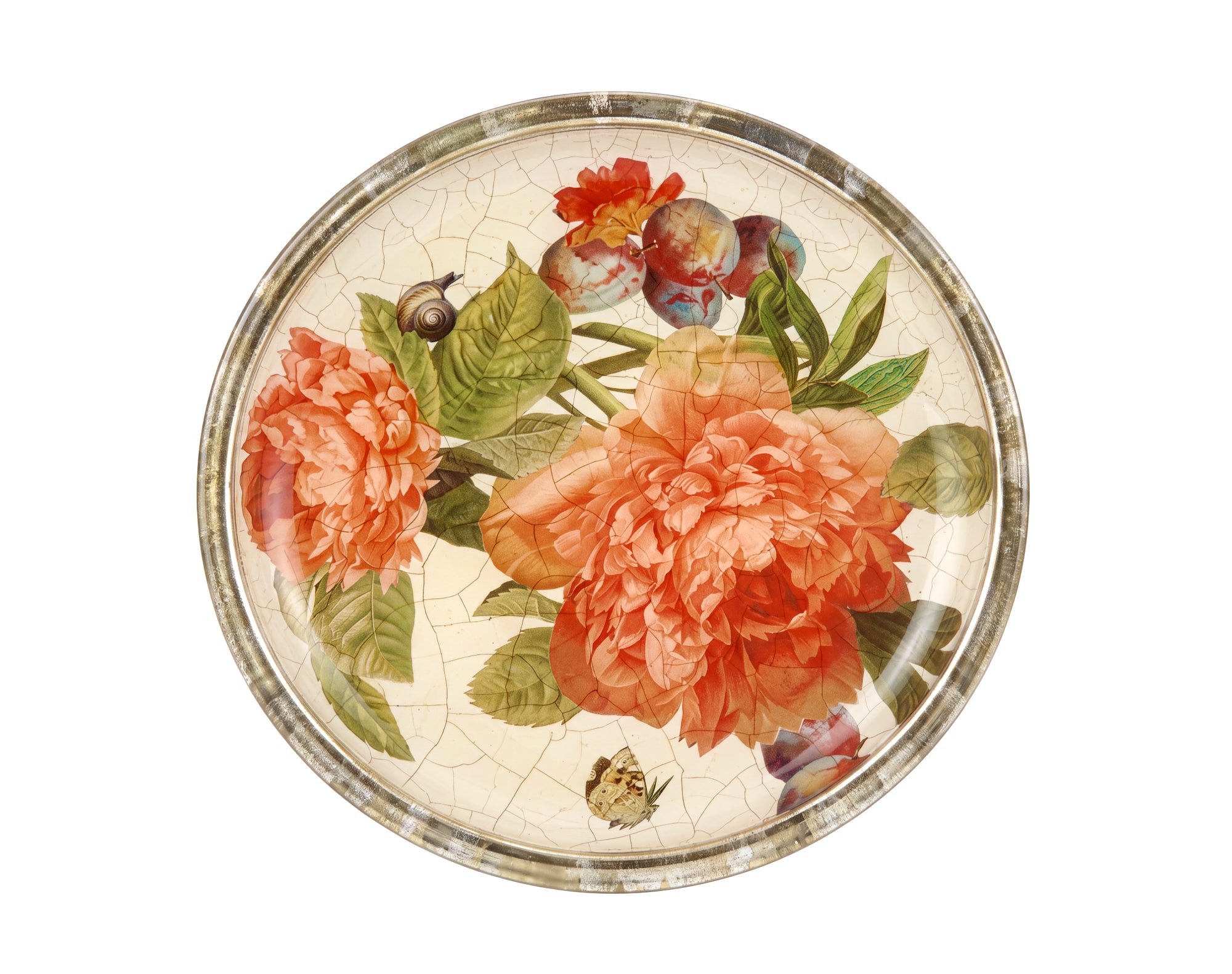 Apricot Peony 11" Rolled Gold Dinner Plate