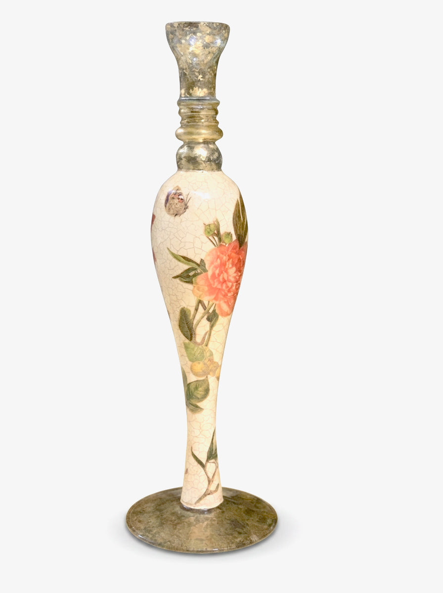 Apricot Peony Crystal 16" Full Pattern Candlestick