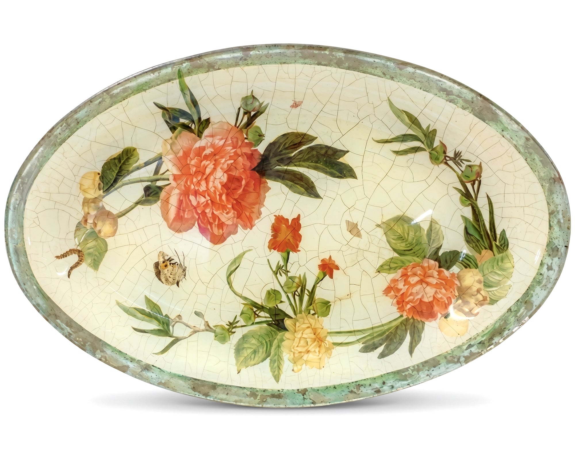 Apricot Peony 20” x 12” Oval Serving Platter