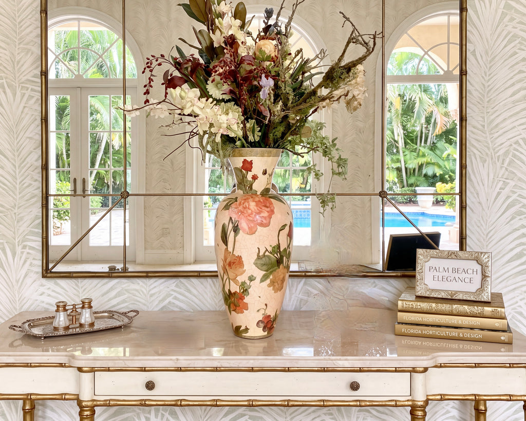 Apricot Peony 30”Grand Entry Vase