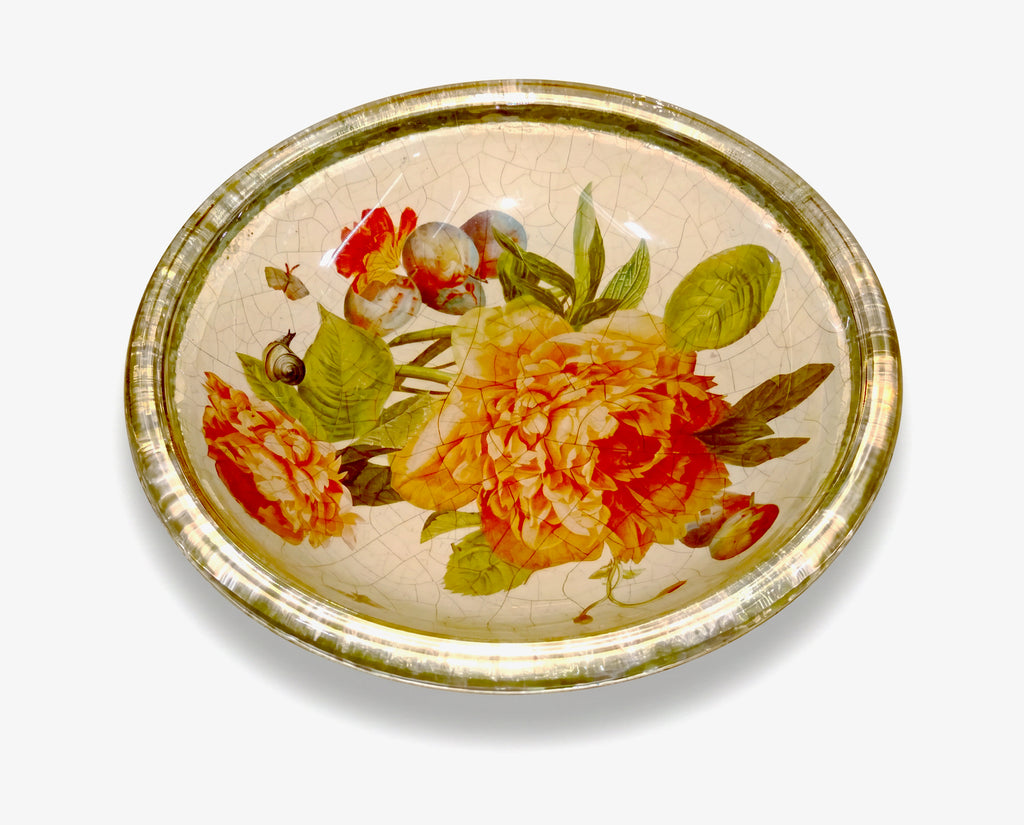 Apricot Peony 6" Rolled Gold  Berry Bowl