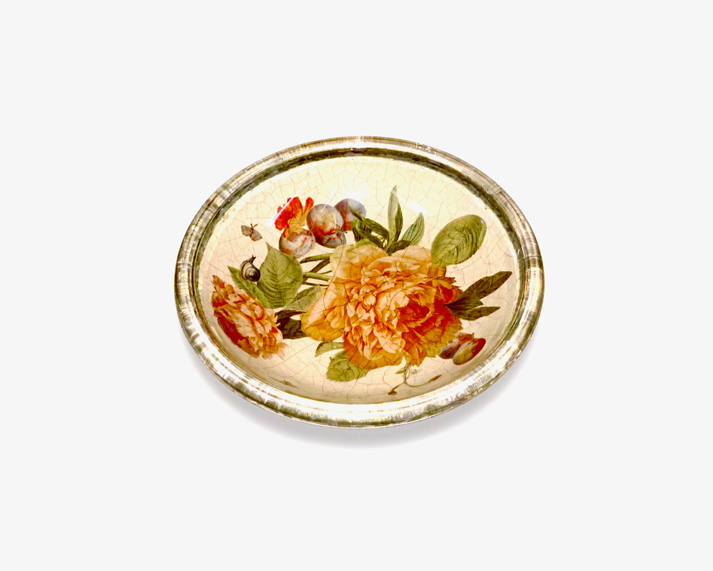 Apricot Peony 6" Rolled Gold  Berry Bowl