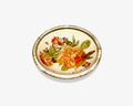 Apricot Peony 6" Rolled Gold  Berry Bowl