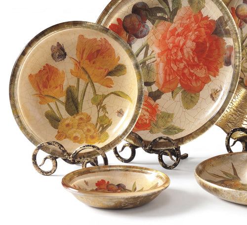 Apricot Peony 6" Rolled Gold  Berry Bowl