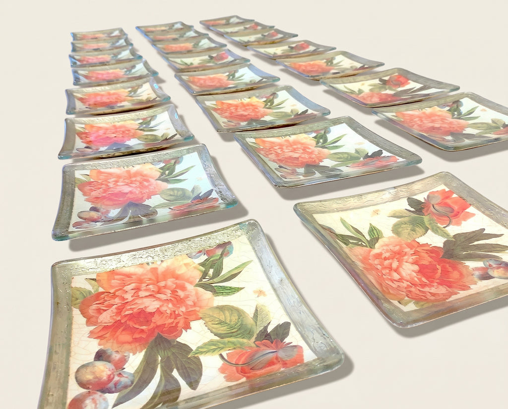 Apricot Peony 6” Square Plate