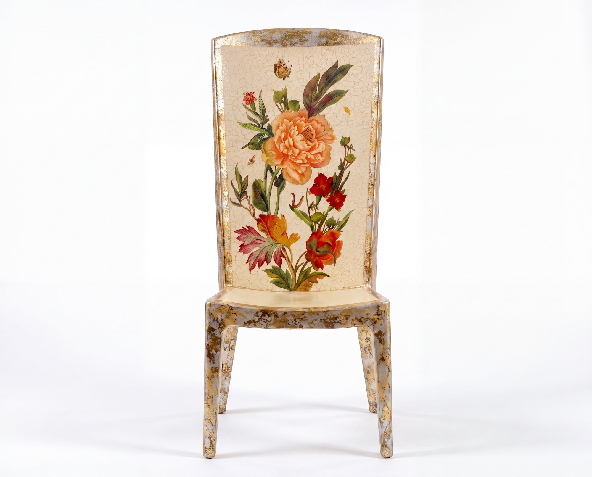 Apricot Peony Cathedral Gold™ High-Back Chair
