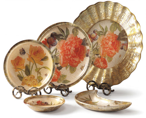 Apricot Peony 11" Rolled Gold Dinner Plate