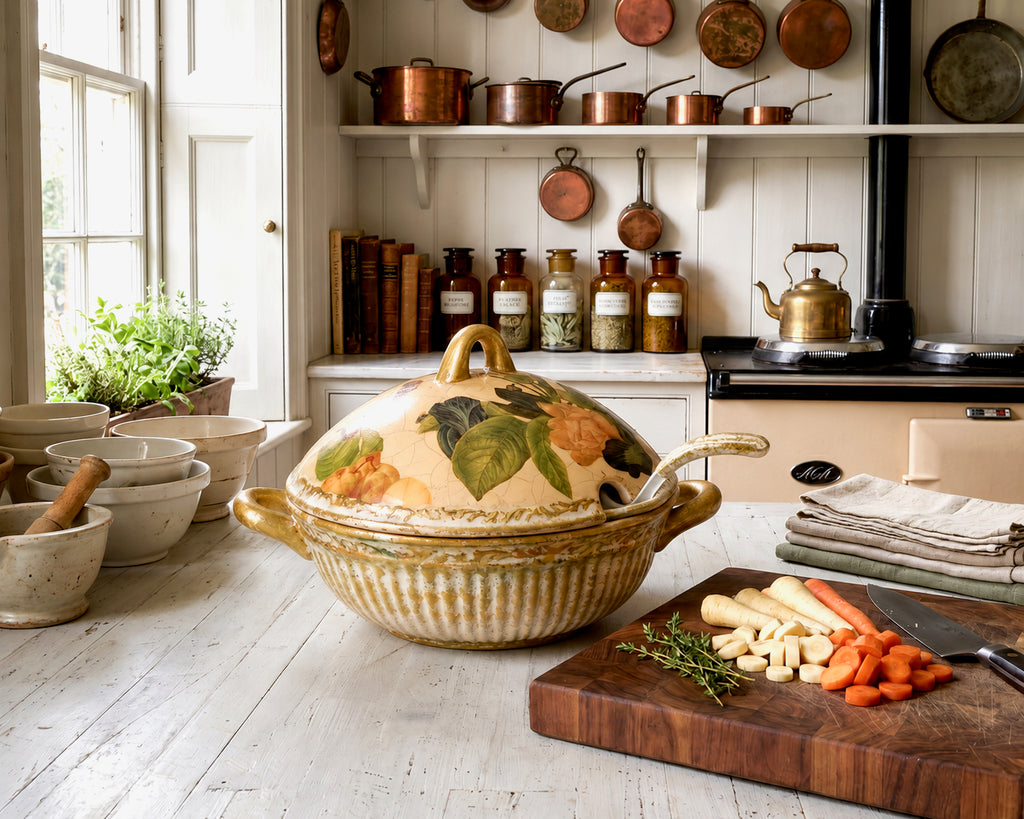 Apricot Peony Grand Covered Serving Tureen