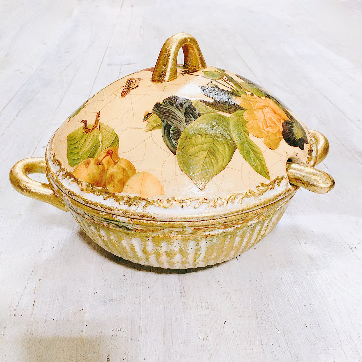 Apricot Peony Grand Covered Serving Tureen
