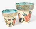 Apricot Peony Cachepot & Wine Chiller Set