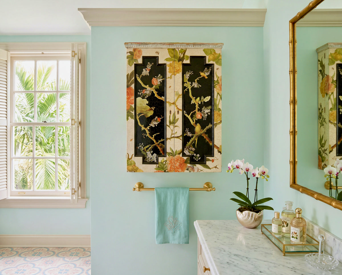 Apricot Island Birds Reliquary Cabinet