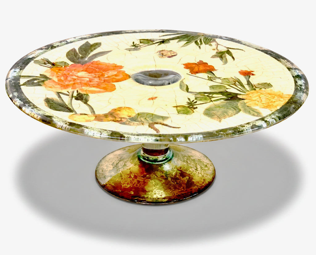 Apricot Peony 12" Cake & Serving Pedestal