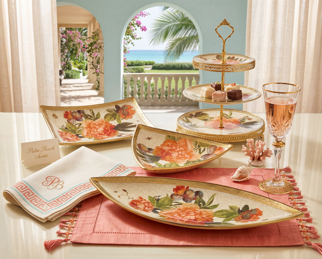 Apricot Peony19” Crescent Server