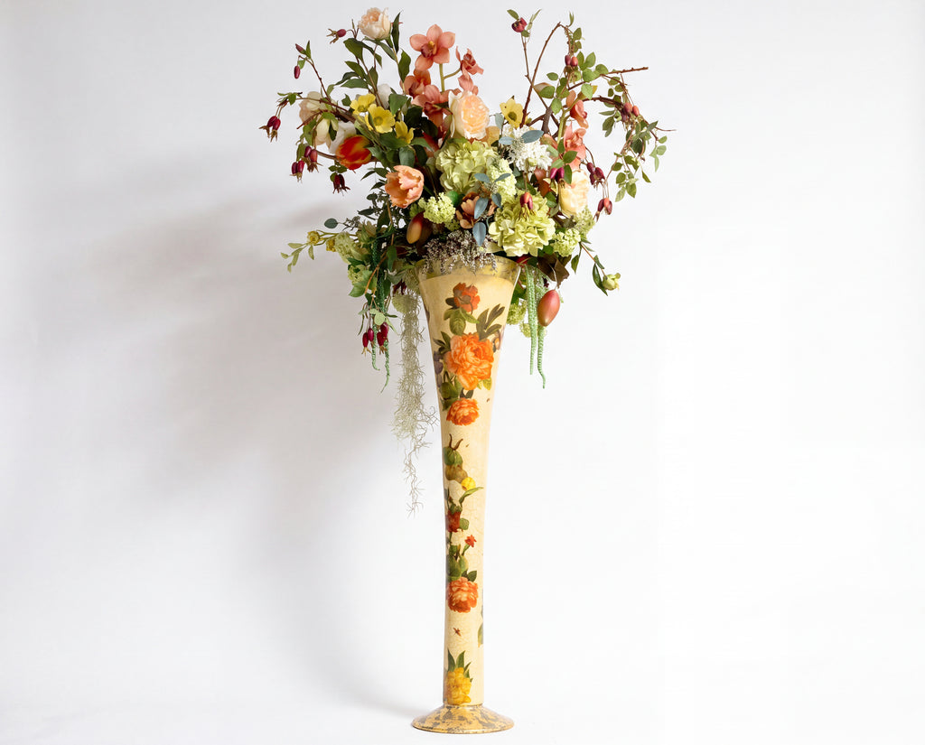 Apricot Peony 4' Grand Floor Vase