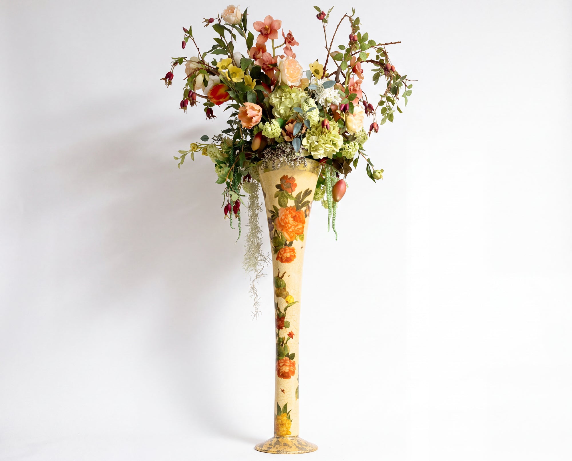 Apricot Peony 4' Grand Floor Vase