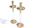 Apricot Peony Crystal 16" Candlestick (Pattern Rim & Base)