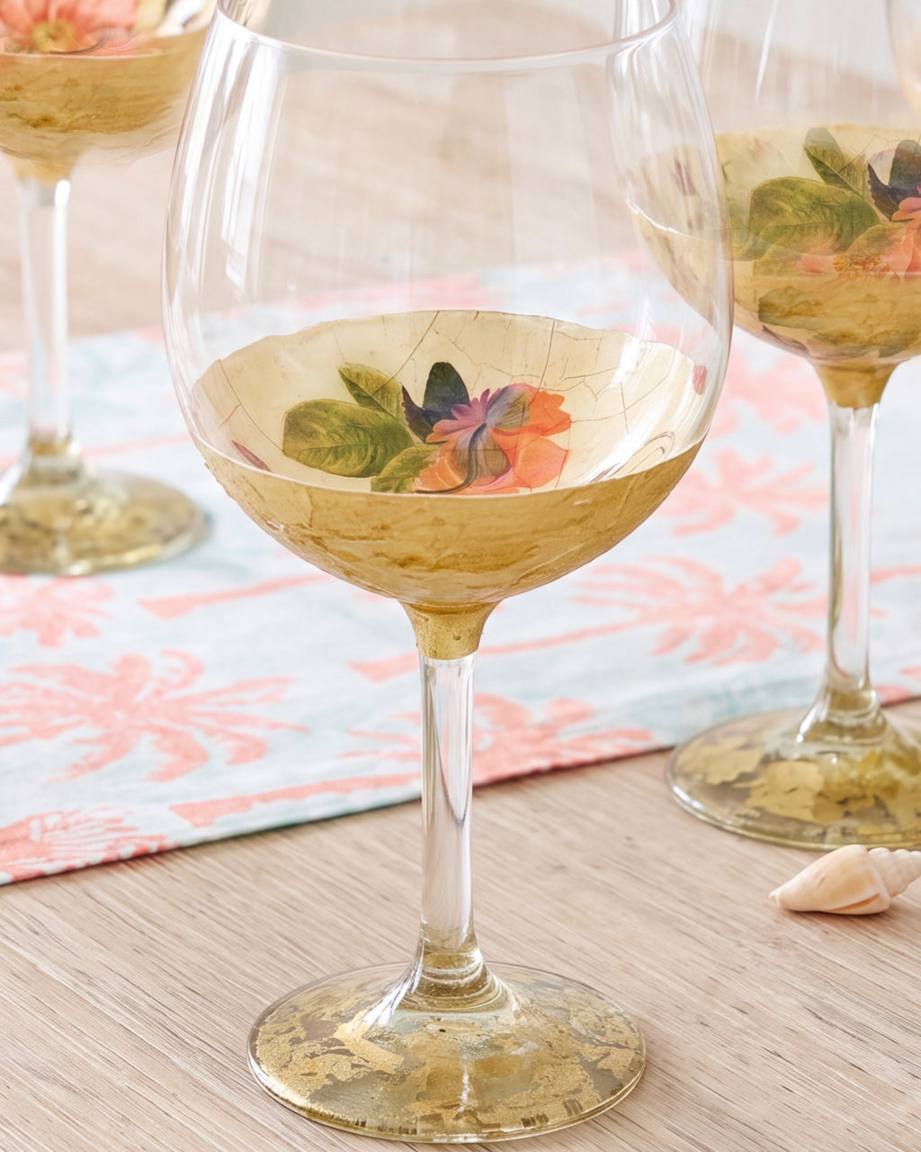 Apricot Peony Crystal Balloon Goblet – Set of Six