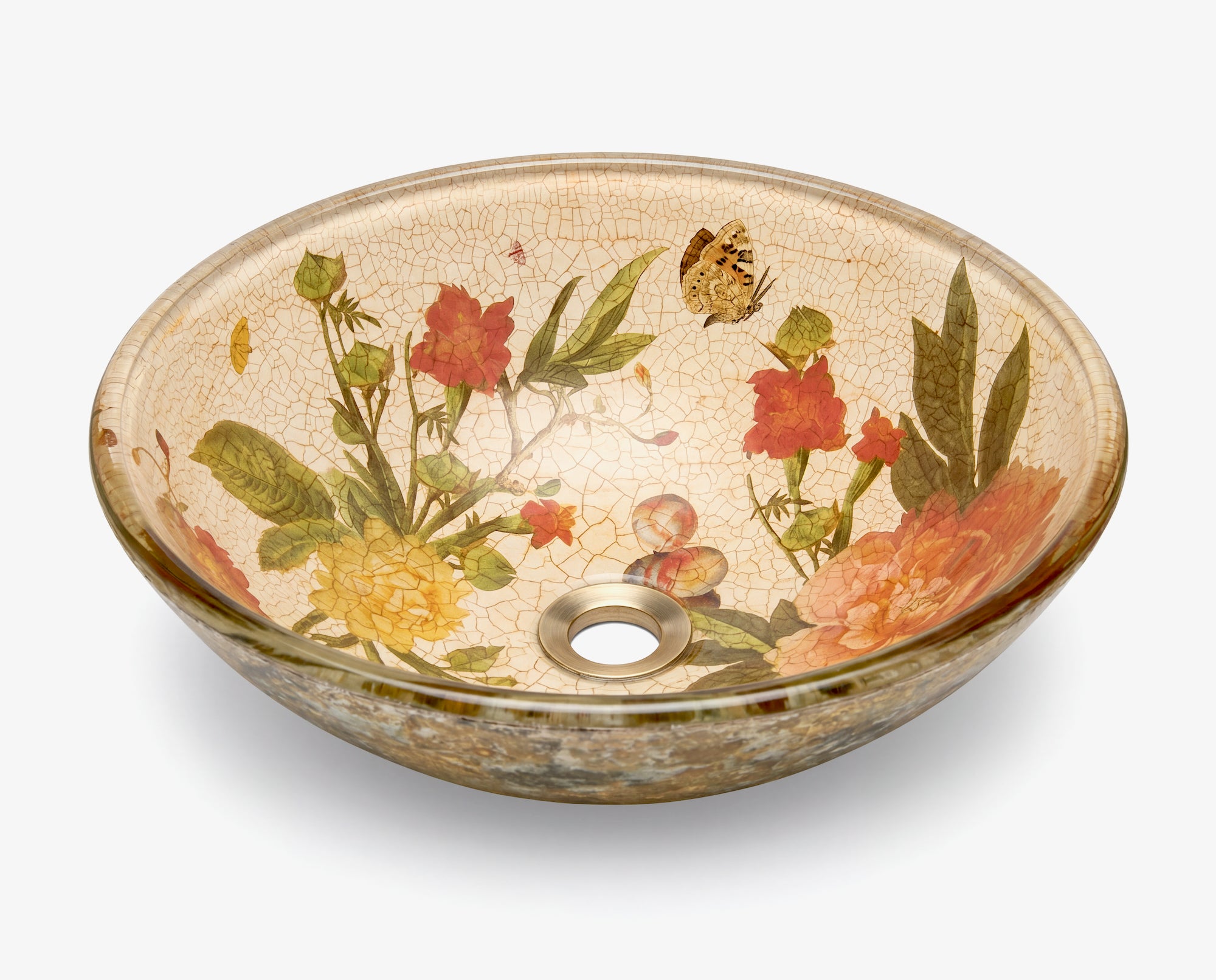 Apricot Peony Vessel Bathroom Sink