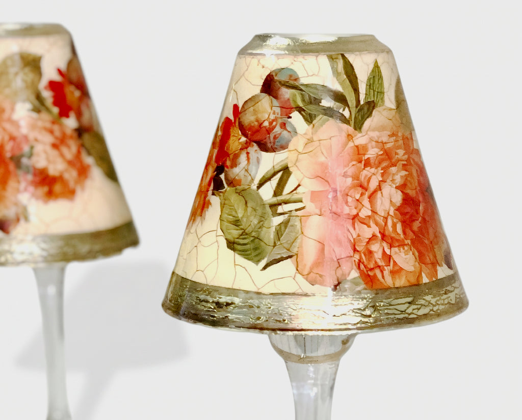 Apricot Peony Votive Candle Shade & Base