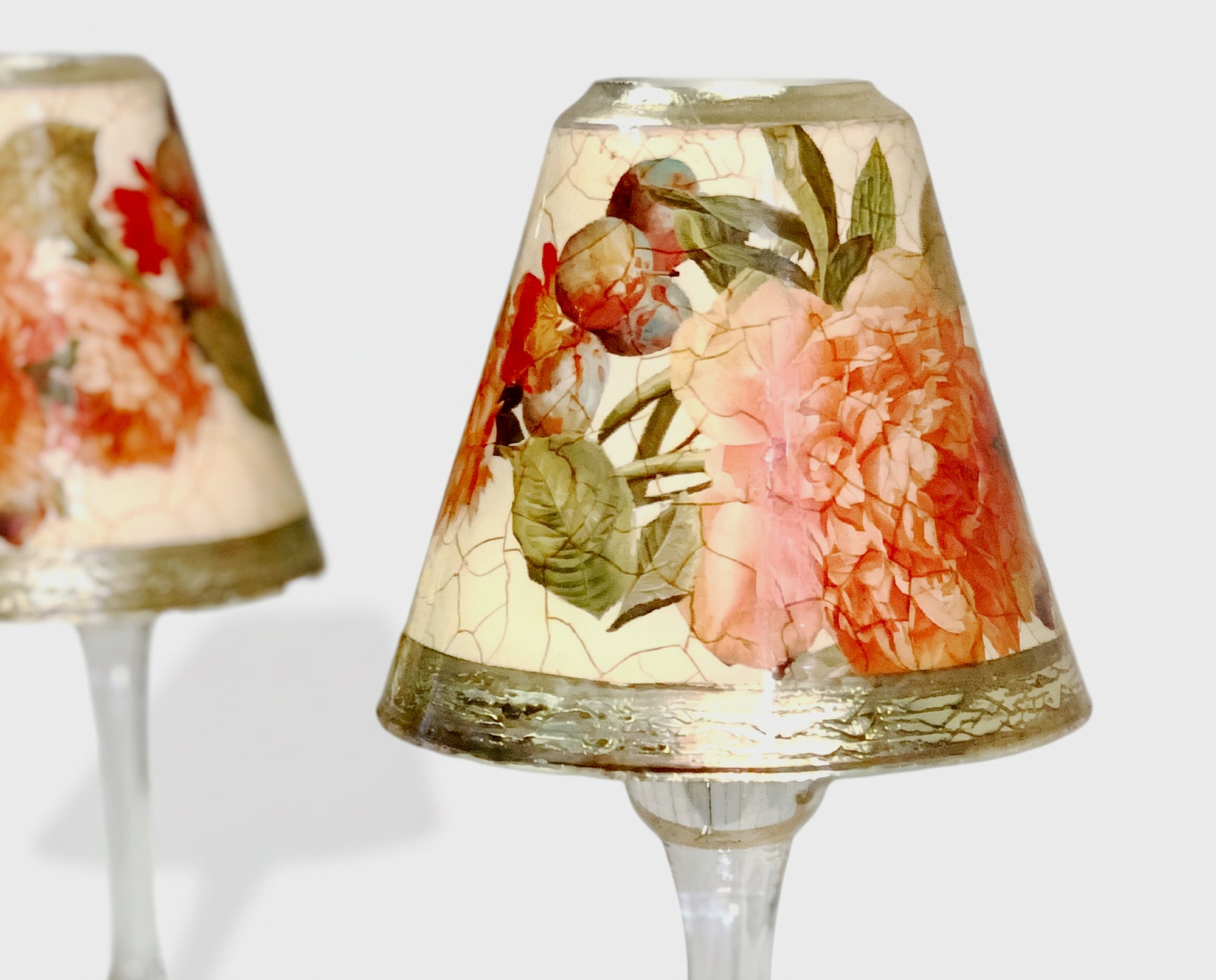 Apricot Peony Votive Candle Shade & Base