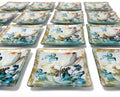 Blue Iris Cocktail Plates — Set of Eight  6" Square Hors d’Oeuvre Plates
