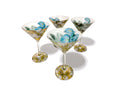 Blue Iris Gilded Martini Glasses — Set of Four