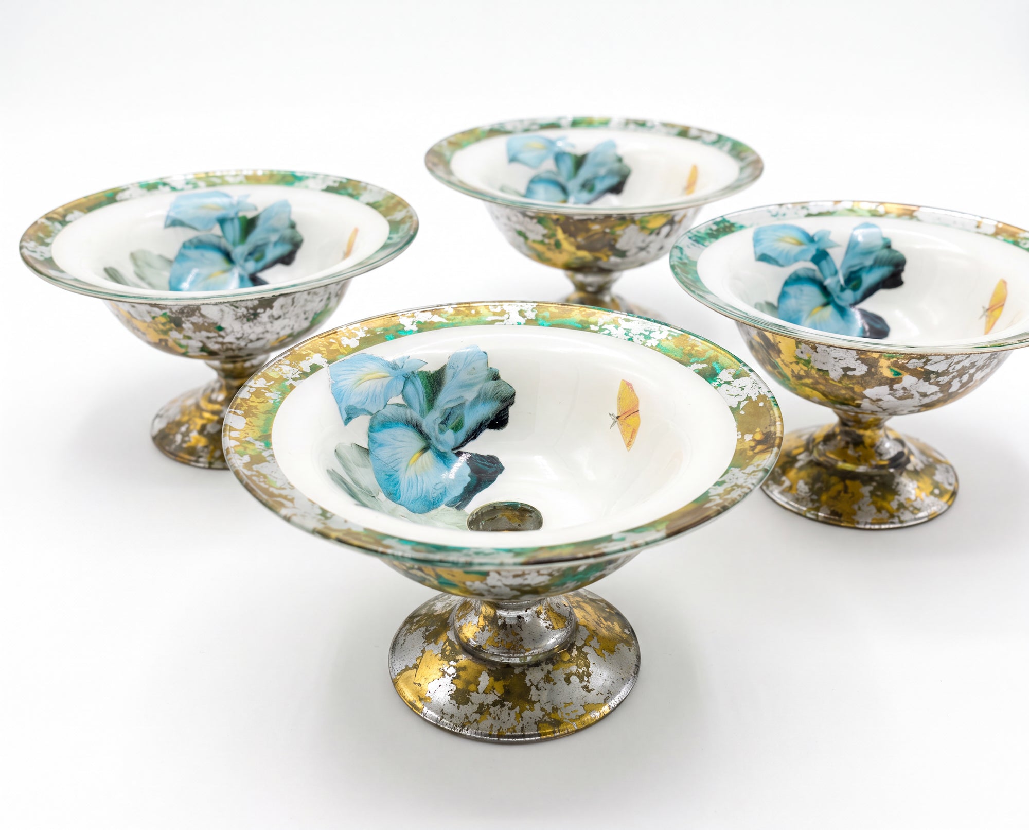 Blue Iris Jeweled Footed Coupes — The Only Four