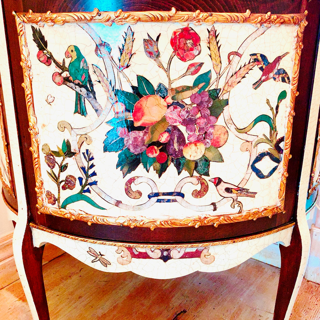 Pietra Dura Curio Cabinet Lighted Curio Cabinet