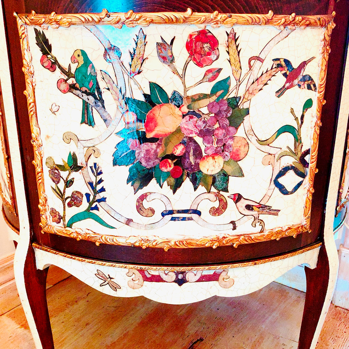 Pietra Dura Curio Cabinet Lighted Curio Cabinet