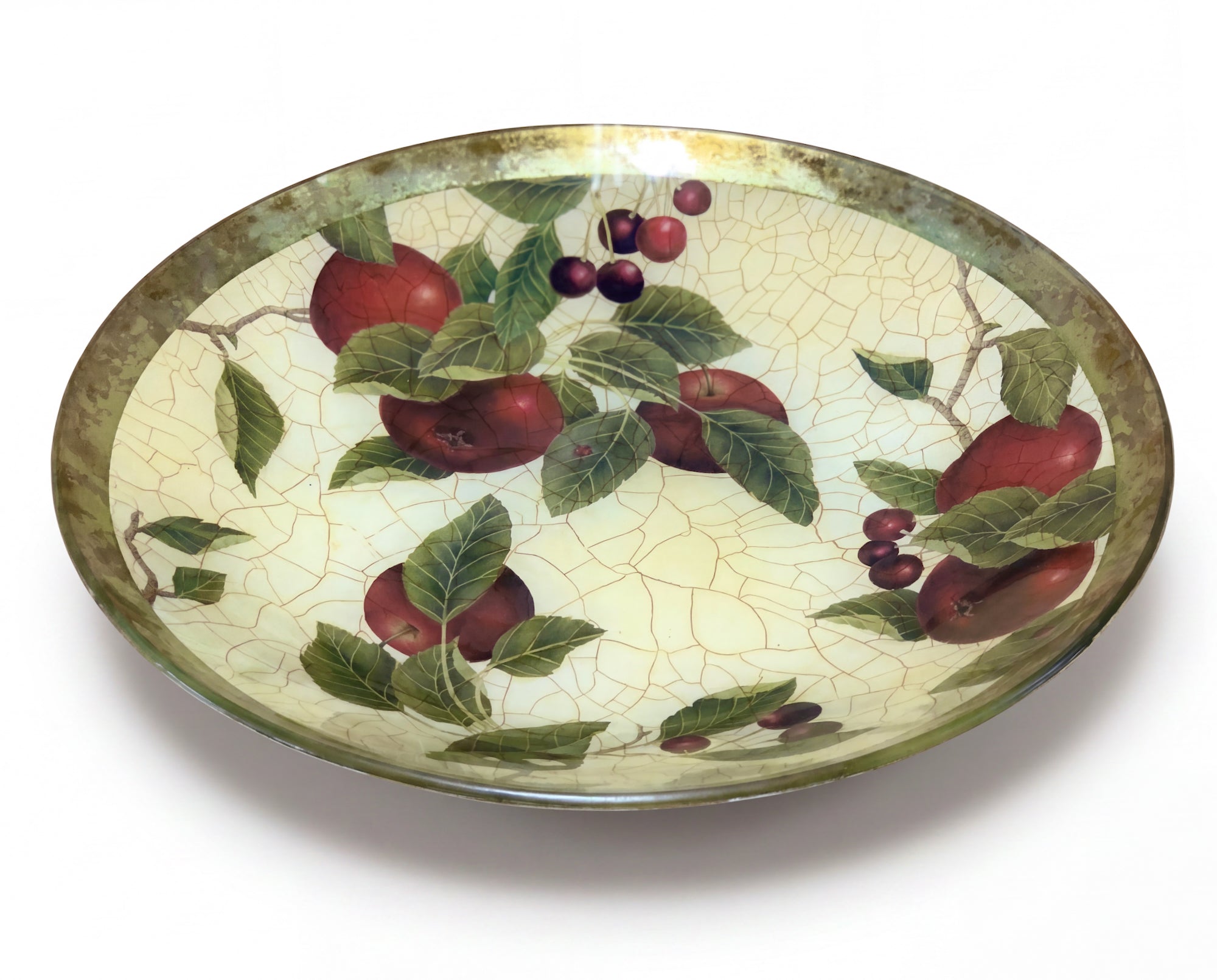 Fruit Orchard Apple / Cherry 15" Centerpiece Bowl