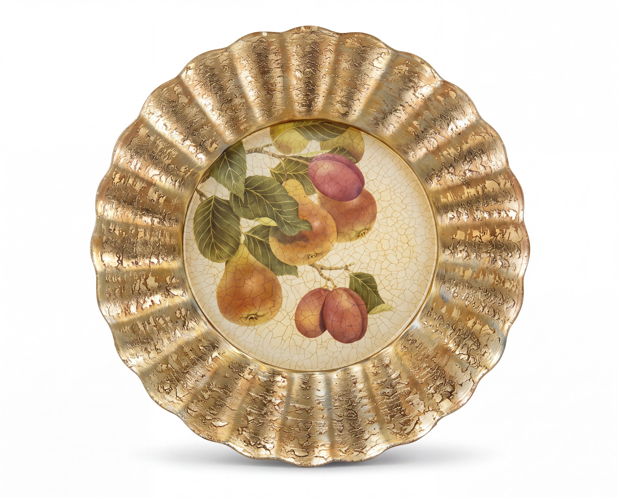 Fruit Orchard 15" Fluted Pear/ Sugar Plum Charger