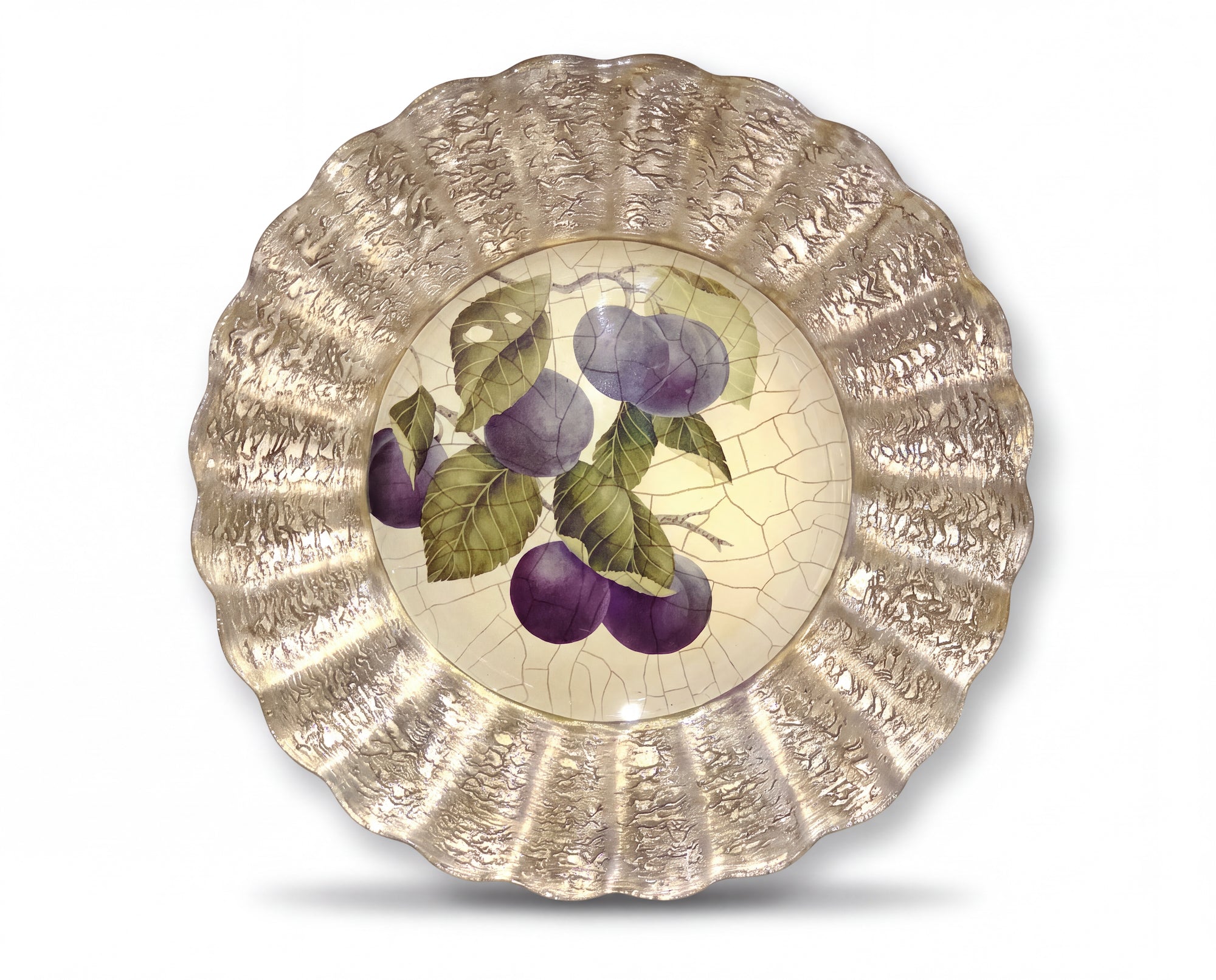 Fruit Orchard 9" Fluted Purple Plum Plate