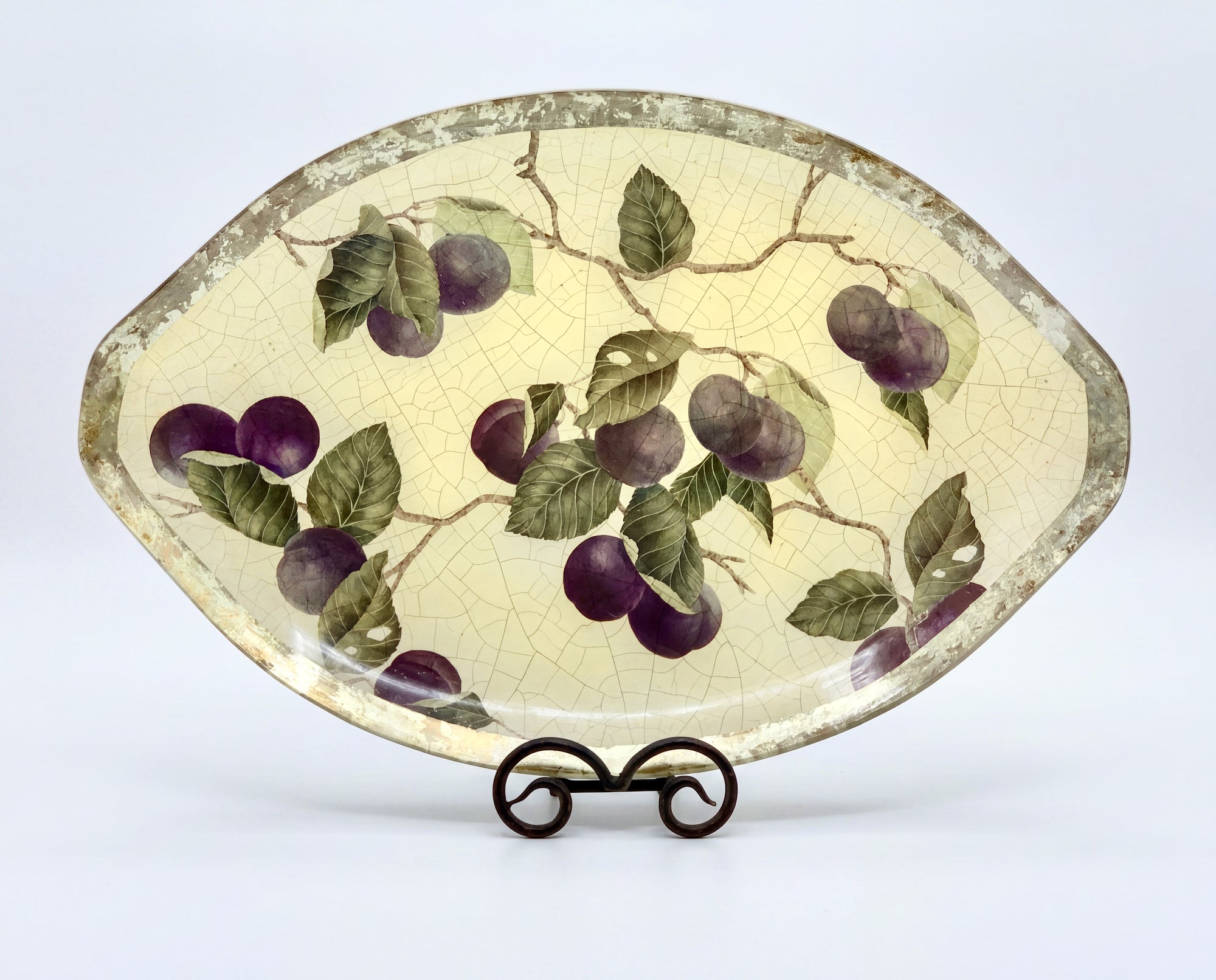 Fruit Orchard 20" × 12" Purple Plum Oval Platter