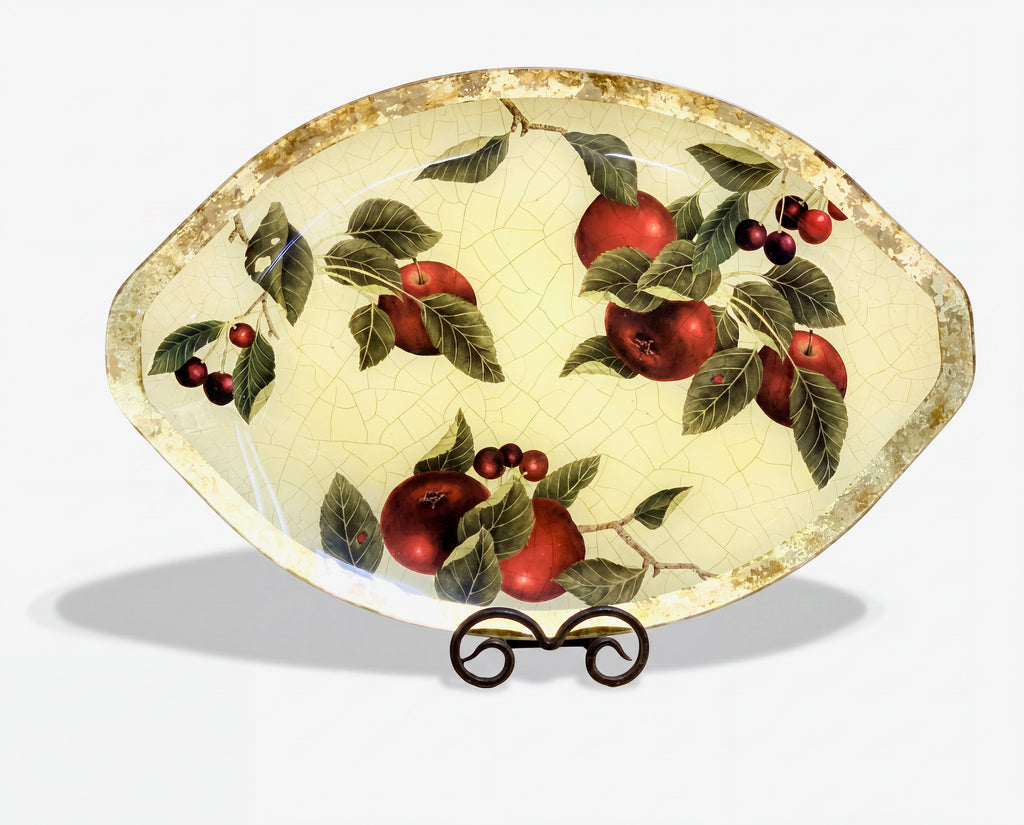 Fruit Orchard 21" Handled Oval Platter — Apple / Cherry