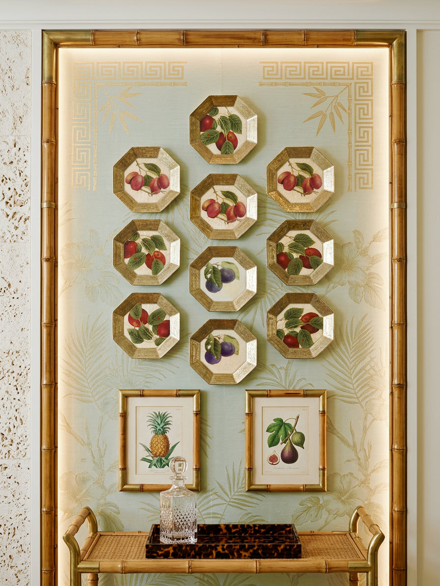 Fruit Orchard 8" Octagonal Botanical Plate Collection — Set of 10