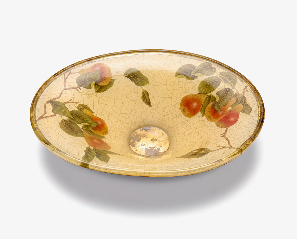 Fruit Orchard 14" × 18" Oval Pear Crystal Bowl