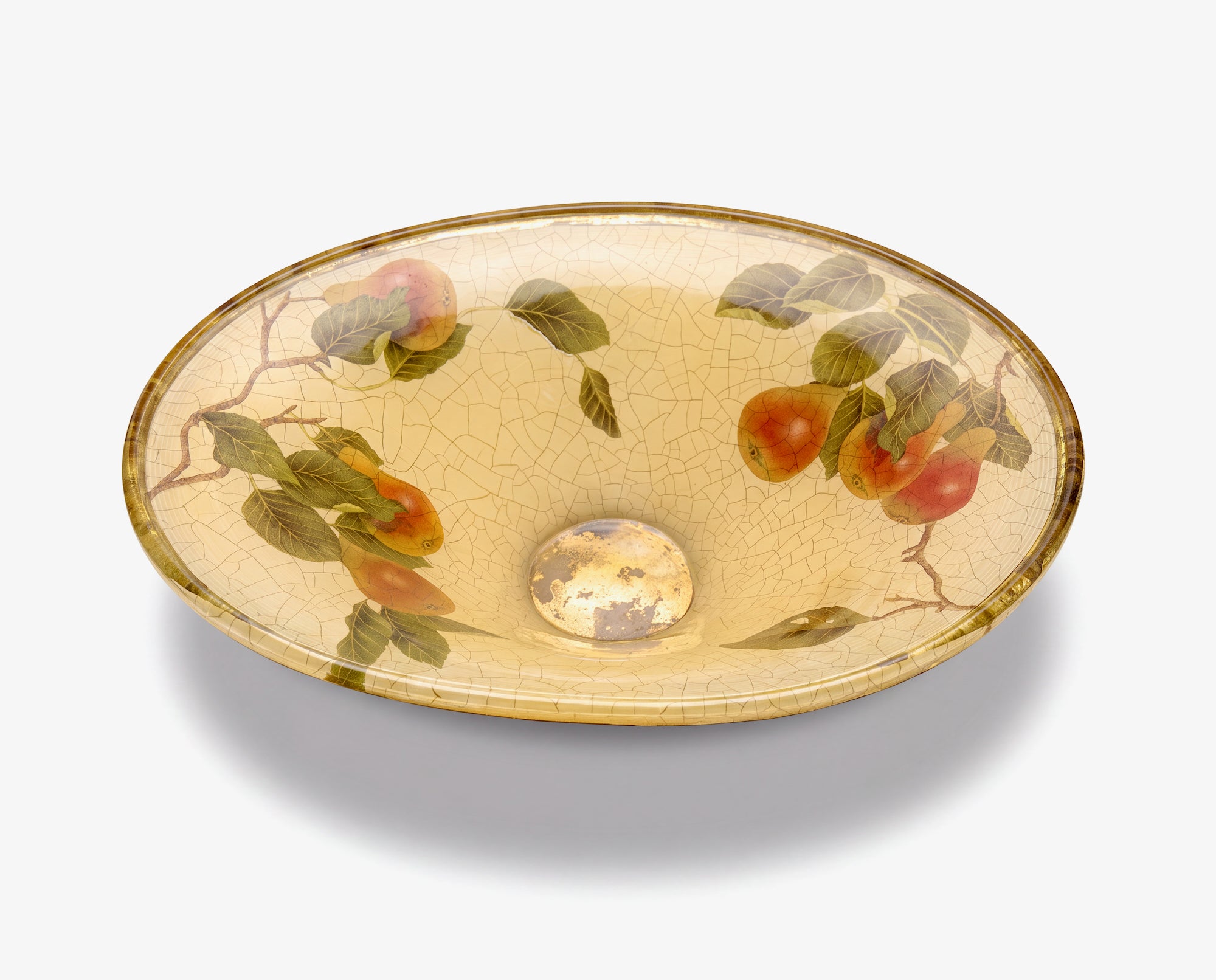 Fruit Orchard 14" × 18" Oval Pear Crystal Bowl