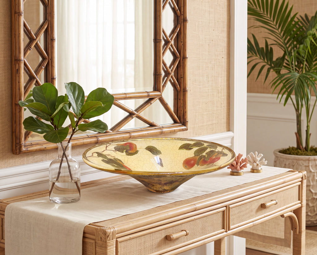 Fruit Orchard 14" × 18" Oval Pear Crystal Bowl