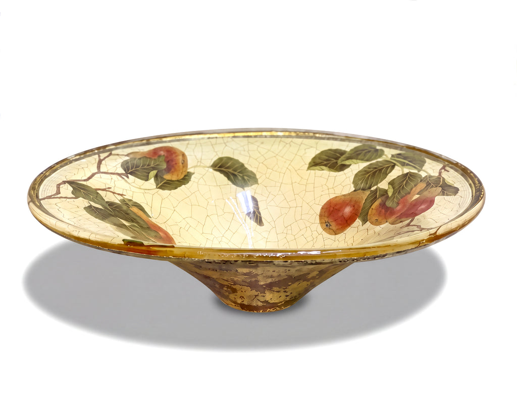 Fruit Orchard 14" × 18" Oval Pear Crystal Bowl