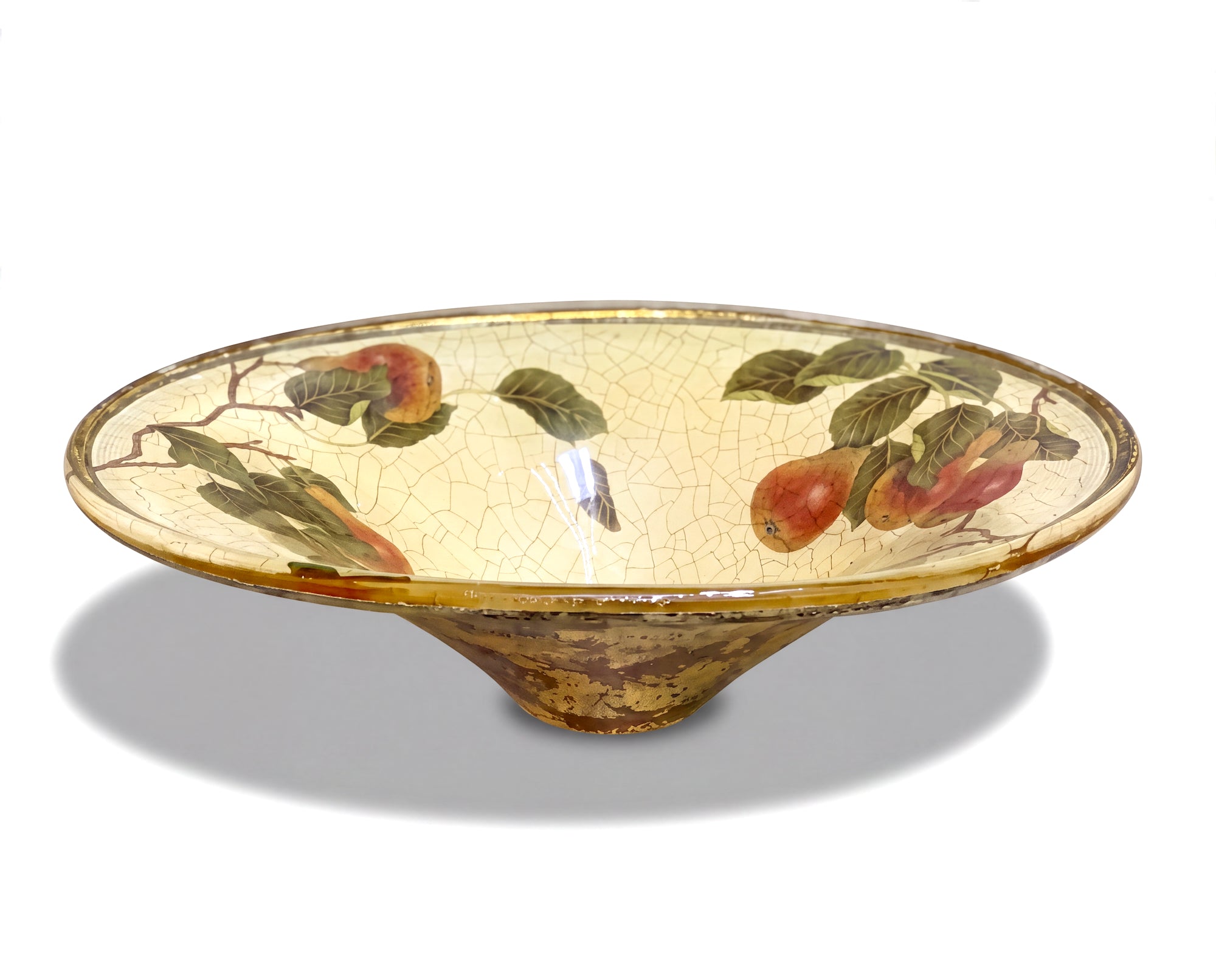Fruit Orchard 14" × 18" Oval Pear Crystal Bowl