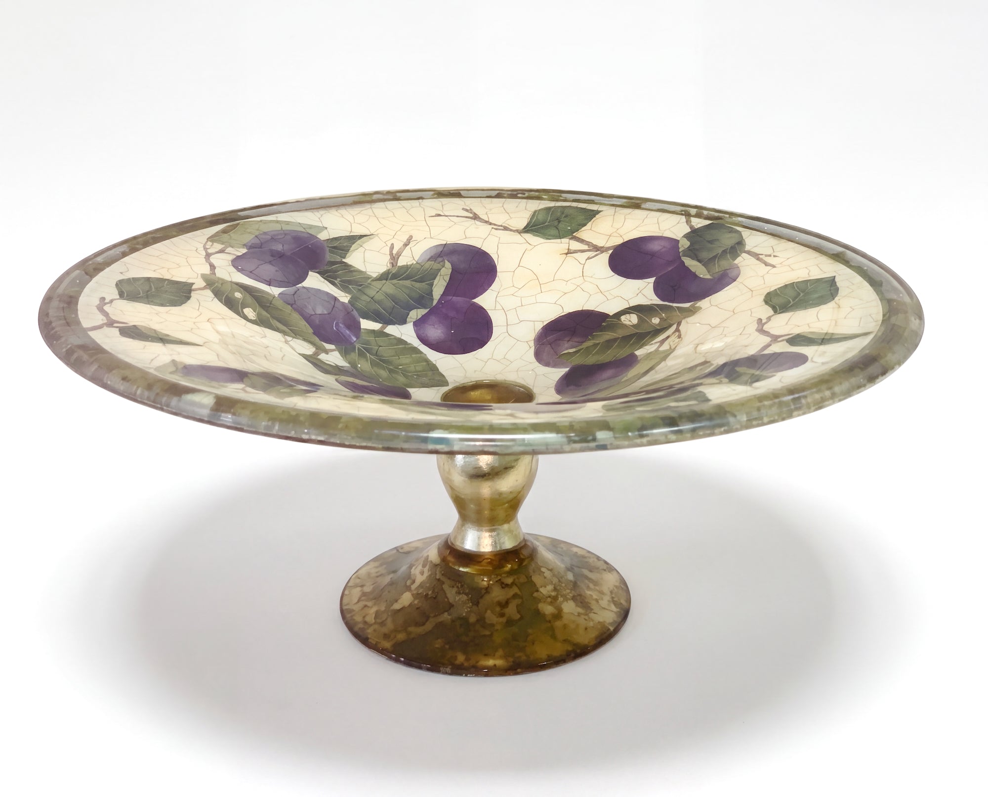 Fruit Orchard 16" Capri Footed Centerpiece Bowl — Purple Plum