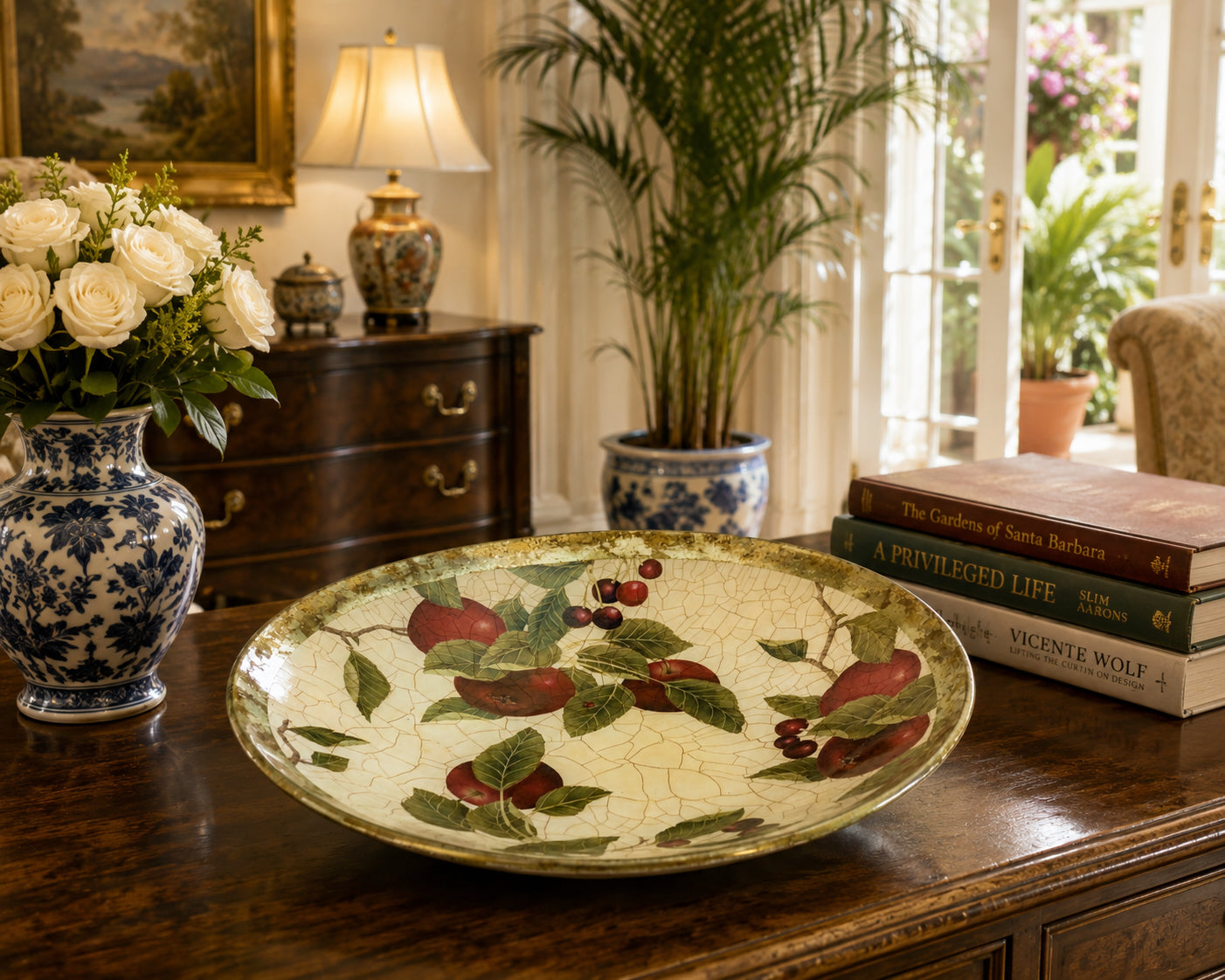 Fruit Orchard Apple / Cherry 15" Centerpiece Bowl